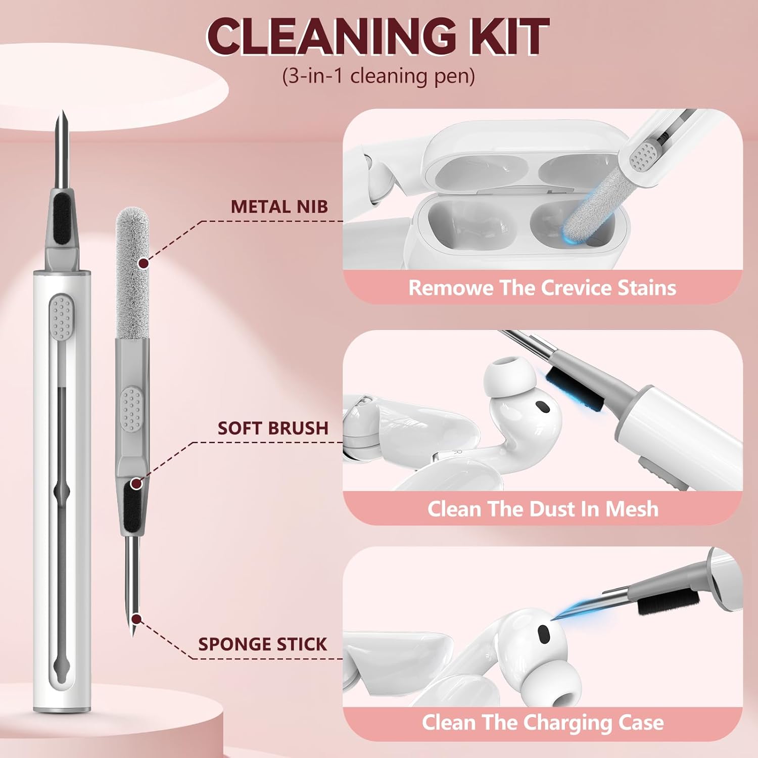 Inesore Pink for AirPods Pro 3 Case 2025 with Lock, for Women Girly Floral Cute Case Compatible with Apple Airpods Pro 3rd Generation Cover, with Phone Stand,Keychain & Cleaner Kit -Pink Flower